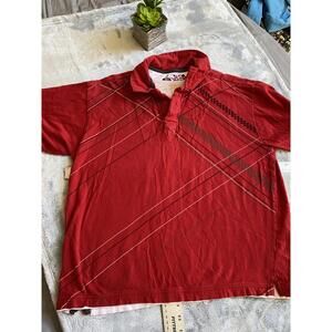 Point Zero Red Graphic Large Cotton Polo Shirt Size Large